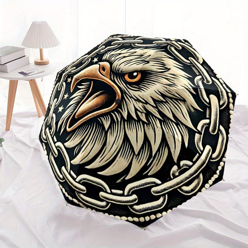 1pc Eagle Head Emblem Automatic Open, Sturdy Iron Frame, Compact Folding Design, All-Season Portable Umbrella for Women & Men, Outdoor Umbre