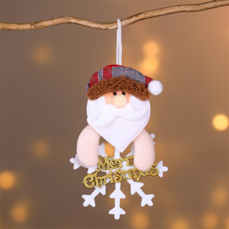 Christmas Themed Decorations Ornaments Fabric Santa Claus Reindeer Figurines Little Bear Snowman Hanging Decorations Pendant