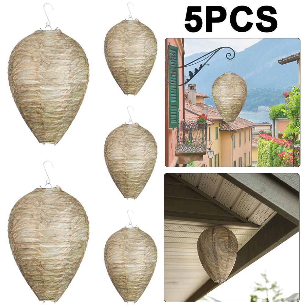

5/1PCS Wasp Nest Decoy Hornets Deterrents Non-Toxic Fake Nest Bee Decoy Beehive Lanterns Hanging Patio Garden Repellent Trap