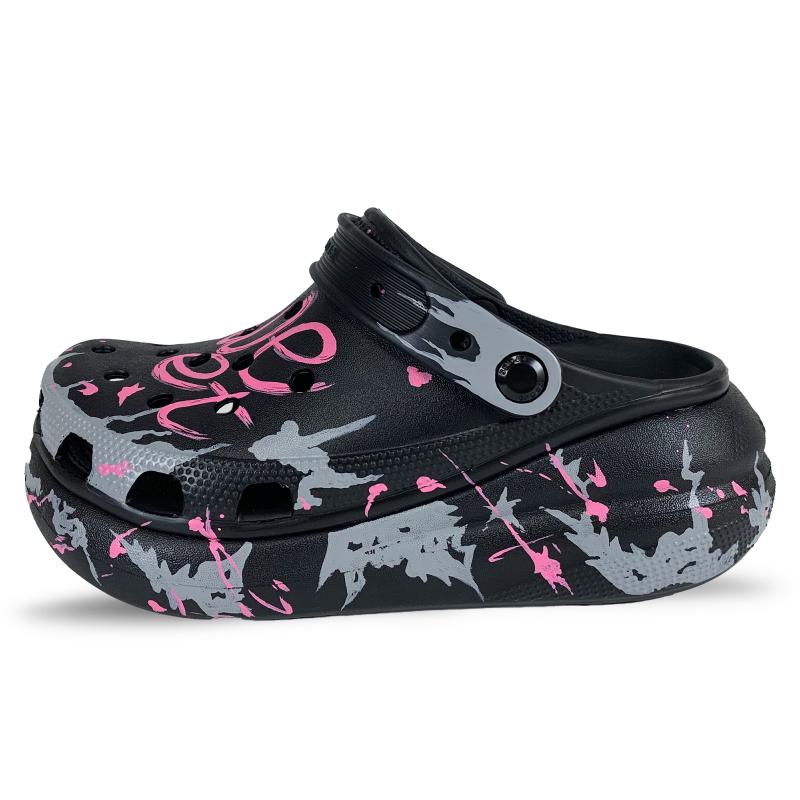 Crocs Classic Platform Clog EVA Classic Cloud Wonderful Brush Flower Lazy Candied Fashion Gift Box Unisex Black Grey Pink