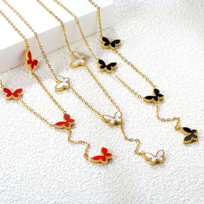 Summer Butterfly Collarbone Necklace Bracelet Jewelry Set Minimalist Dainty Women Accessories