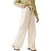 YEEHOO Girls' Pants, Children's Trousers, Big Kids' Sweatpants, Loose Wide-Leg Pants, Casual Sports Autumn, Off-White, Size 140