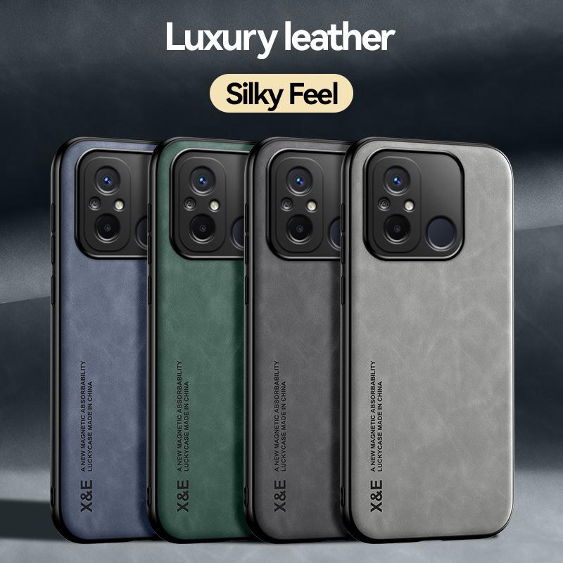 For Xiaomi Redmi 12C Case Luxury Leather Magnetic Car Holder Phone Cases For Xiaomi Redmi 12C 12 C Redmi12C Soft TPU Back Cover