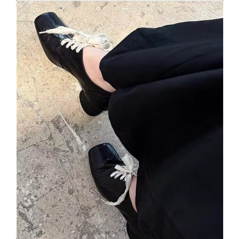 Women Square Toe Chunky Shoes Mid Heels Leather Designer Shoes 2025 Trend Winter Dress Loafers Shoes Pumps New Mujer Zapatillas