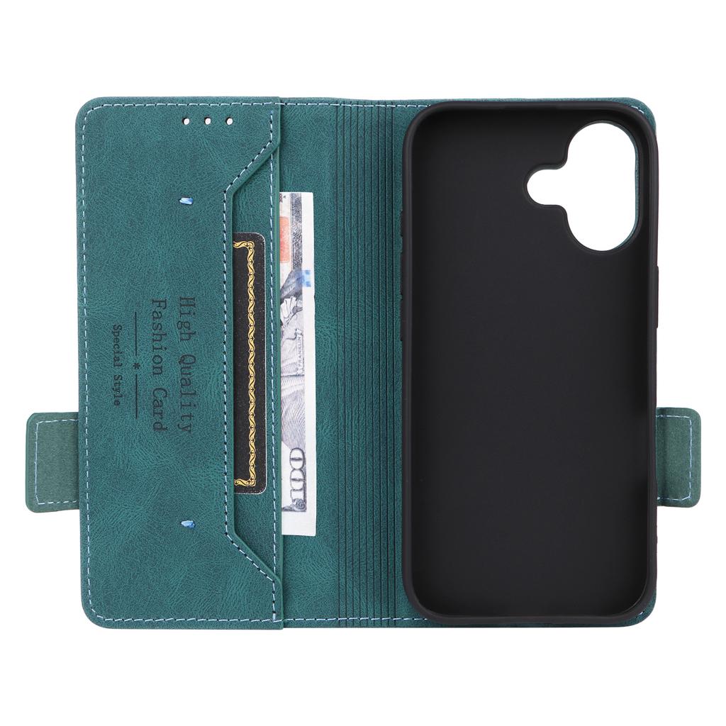 For iPhone 17 Case Leather Wallet Flip Phone Cover with Hardware Decor