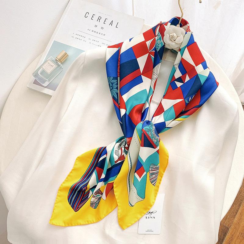 Summer new ink painter hand curling 91 square scarves in stock simulated silk twill temperament shawl manufacturer