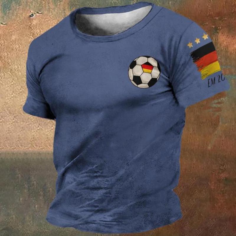 2024 Vintage T Shirt For Men Retro German Flag Graphic 3D Printed T Shirts Short Sleeve Tees O-Neck Oversized Male Clothing Tops