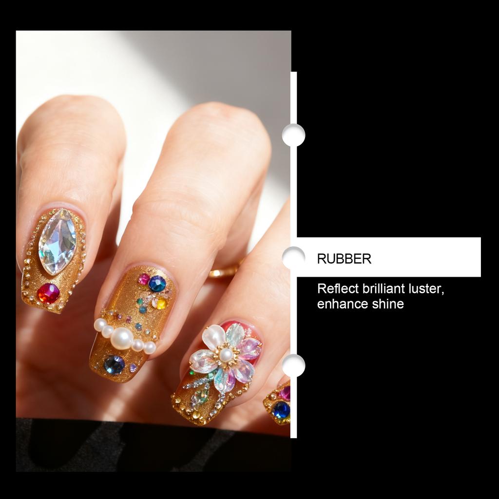 Färgglatt 3D-nageltillbehörsset, Glittrande Diamantpärlklistermärken, Flerformade Nageldekorations-DIY-verktyg.