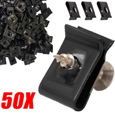 Viti autofilettanti per auto Clip a U Fissaggi per piastra di finitura paraurti parafango Fissaggi metallici automobilistici a U Clip nere per paraurti auto