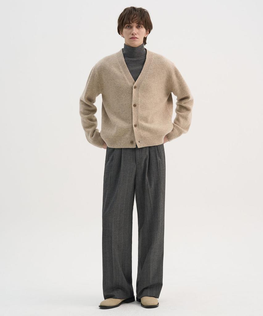 Trip Le Sens [100% Wool] Pure Light 4-Button Crop Cardigan_Hazel Beige