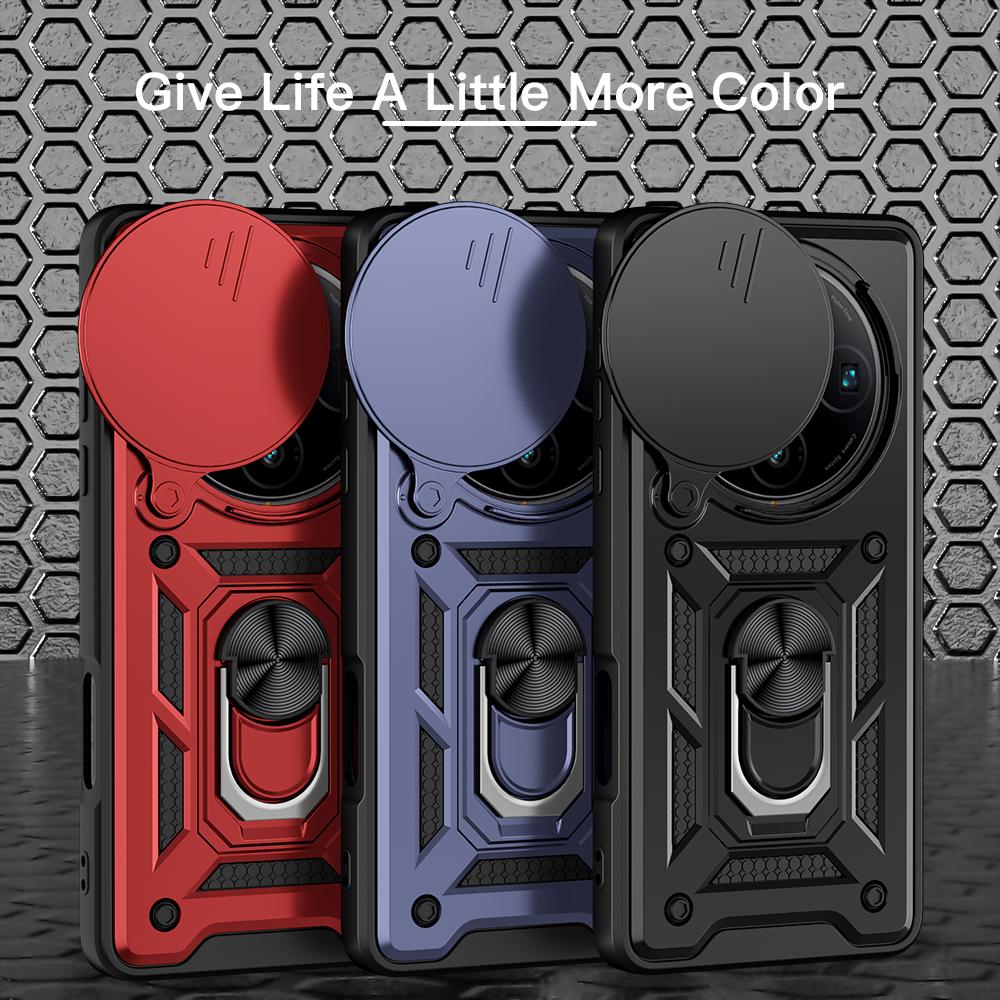 KEYSION Shockproof Armor Case for OPPO Find X8 Pro 5G Slide Camera Protection Ring Stand Phone Back Cover for OPPO Find X8 Pro
