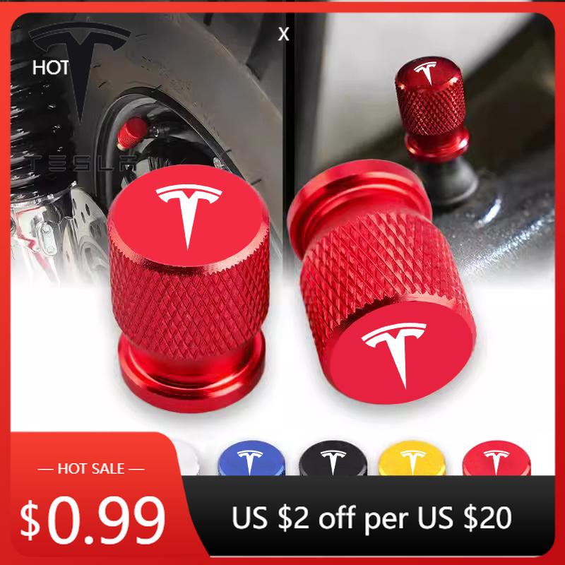 Autoaufkleber 2025 Heiß 4 Stück Auto Metall Rad Reifenventil Kappe Schaft Staubschutz für Tesla Model 3 Model S X Model Y Roadster SpaceX Ex