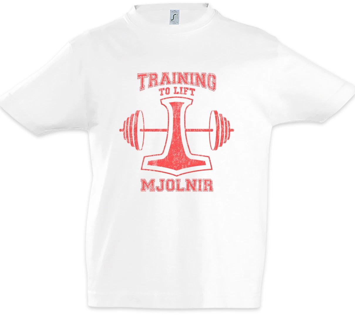 Training To Lift Mjolnir Boys kids boys T-Shirt Fun Weightlifting Vikings Thors Hammer 100