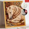 DIY Pearl Bead Art Canvas Horse Pattern Frameless Creative Craft Painting Kit for Relaxing Home Wall Decoration