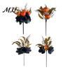 Black And Orange Bouquet Halloween Flowers Decorations, Artificial with Pumpkin Rose Eucalyptus Maple Leaf Autumn Harvest Floral Stems, Indoor