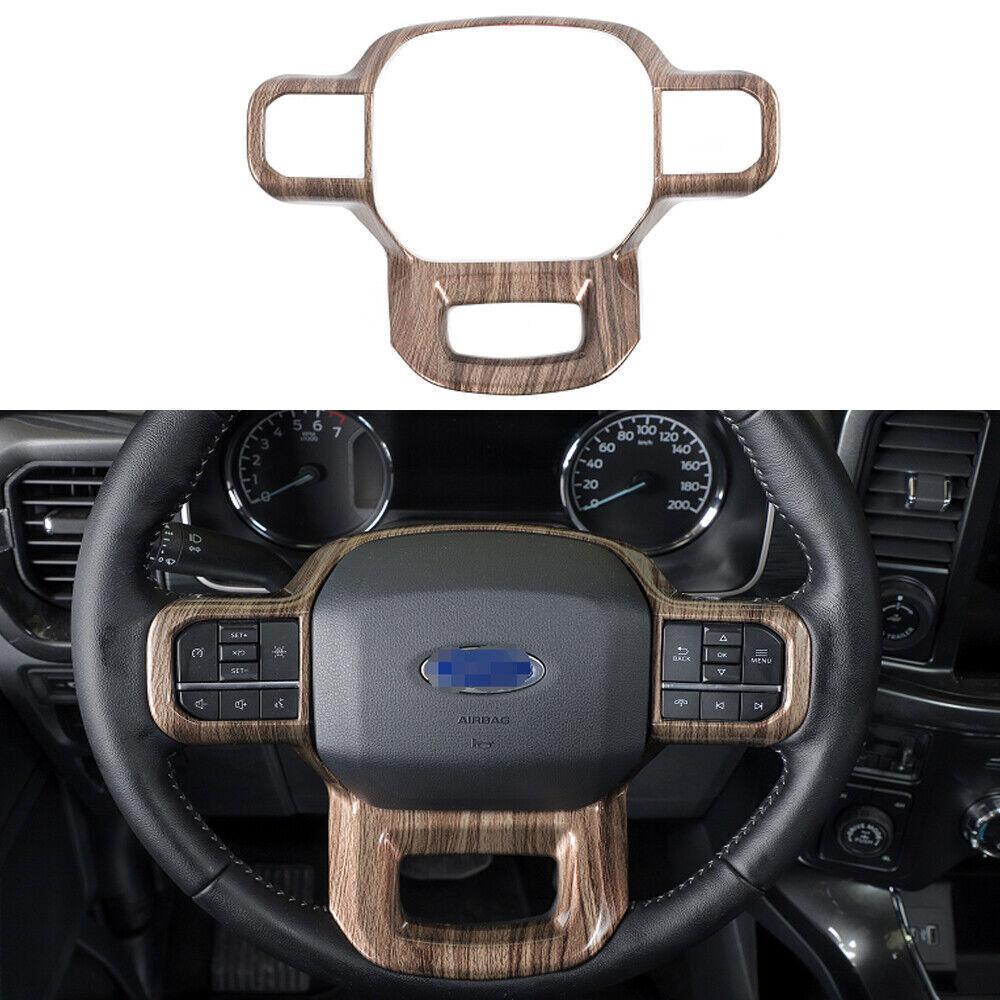 Steering Wheel Panel & Dashboard Cover Trim For Ford F150 2021-2023 Wood Grain