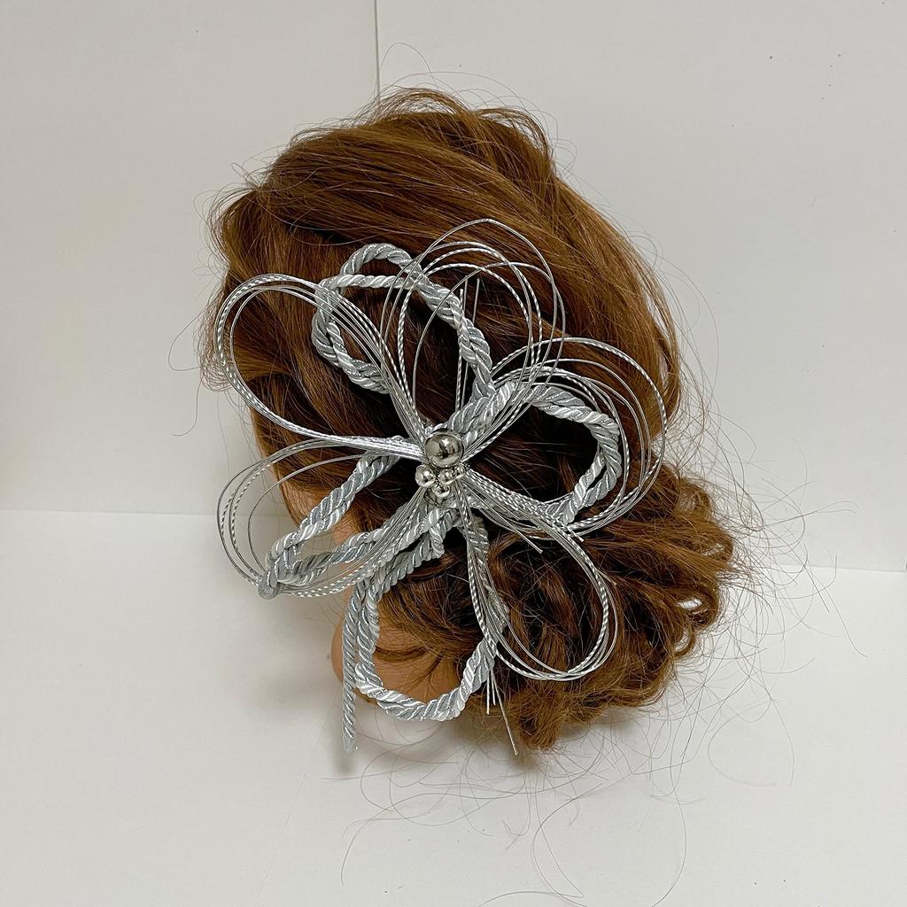 Japanese Hair Mizuhiki White and Graduation Wedding Head Dress Ornament, Ornament, Silver, Kumihimo, Mizuhiki, Coming-of-Age Ceremony, Ceremony,