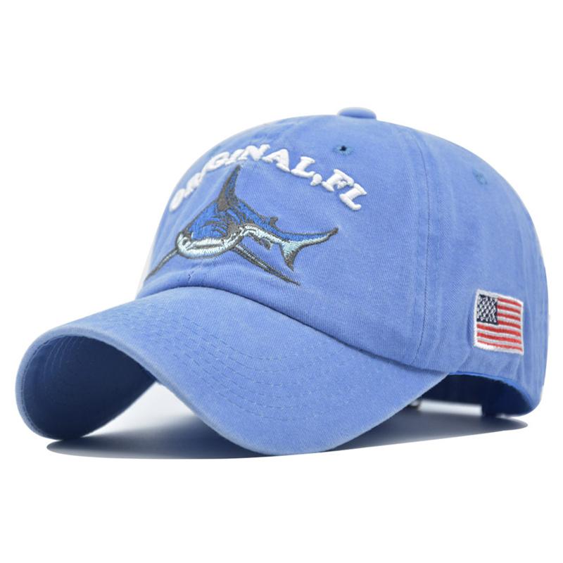 Fashion New High Quality Wash Cotton America FlagShark Men's Baseball Cap Women Snapback HatsFor Men Bone Hip Hop Dad Hat Gorras