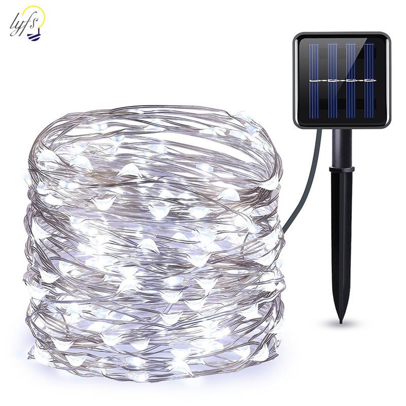 Outdoor Solar LED Copper String Lights - 8 Modes, Multicolor for Garden & Festive Decor