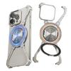 Oatsbasf X Shape Frameless Case for iPhone 16 15 14 13 Pro Max w/ Ring Stand Bezel Less Metal Shockproof Bumper Phone Cover