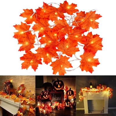 2M 10LED Künstliche Herbst Ahorn Blätter Girlande Led Lichterkette für Weihnachten Dekoration Halloween Thanksgiving Party DIY Dekor