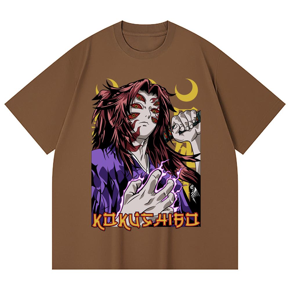 230 Gsm 100% Cotton Demon Slayer V105 Kokushibo Print Unisex Heavy Cotton T Shirt