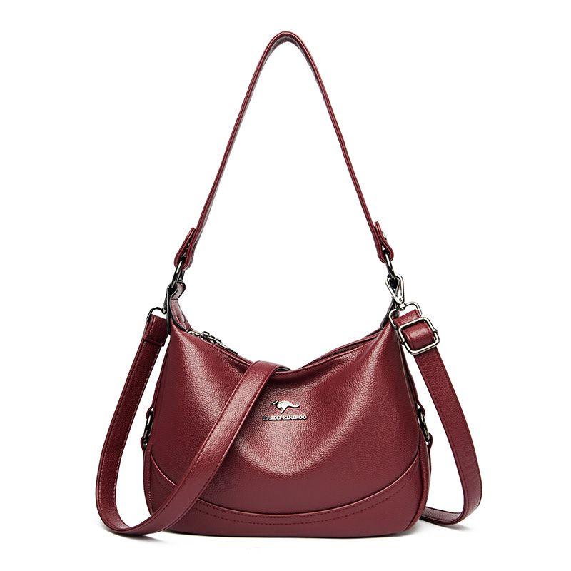 

Kangaroo Fashion Middle-Aged to Give Mom Genuine Leather Women s Bag Wine Red
