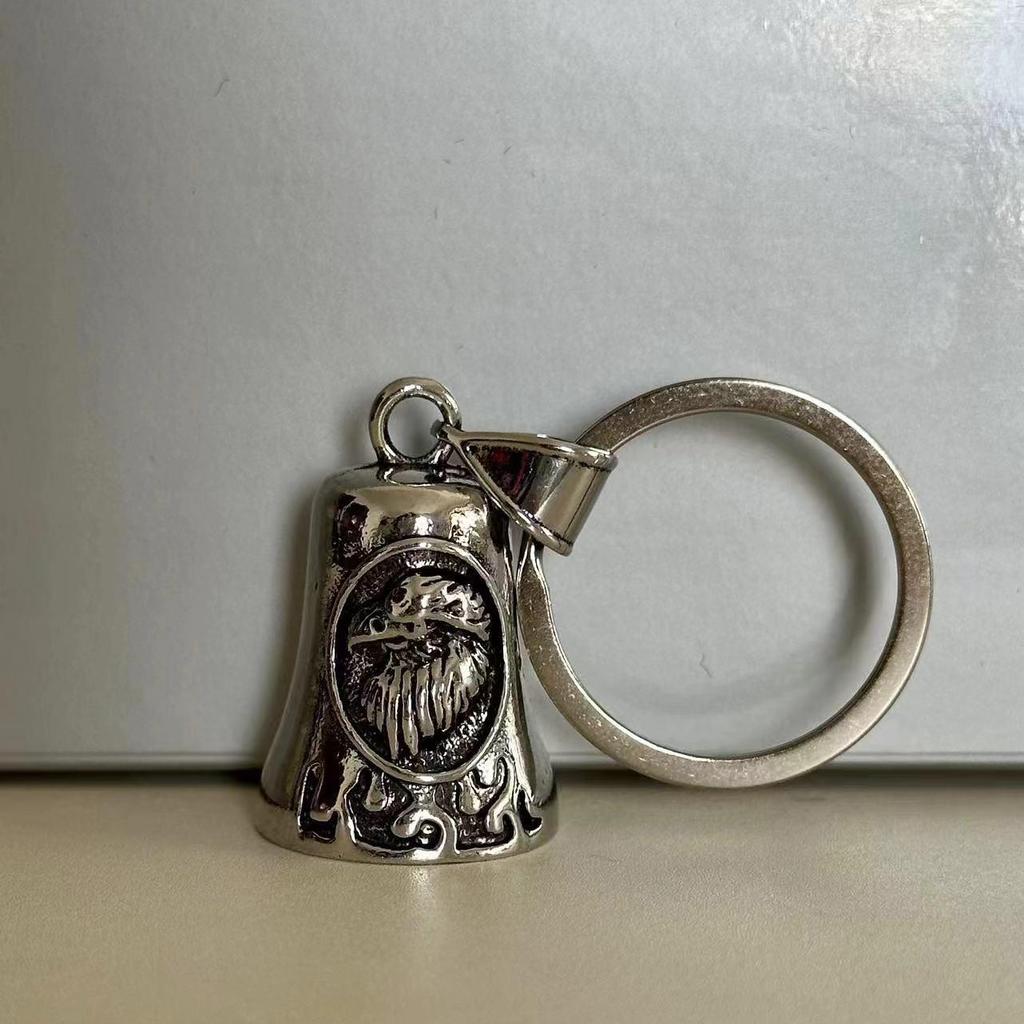 Vintage Zinc Alloy Angel Wings Bell Keychain for Bikers