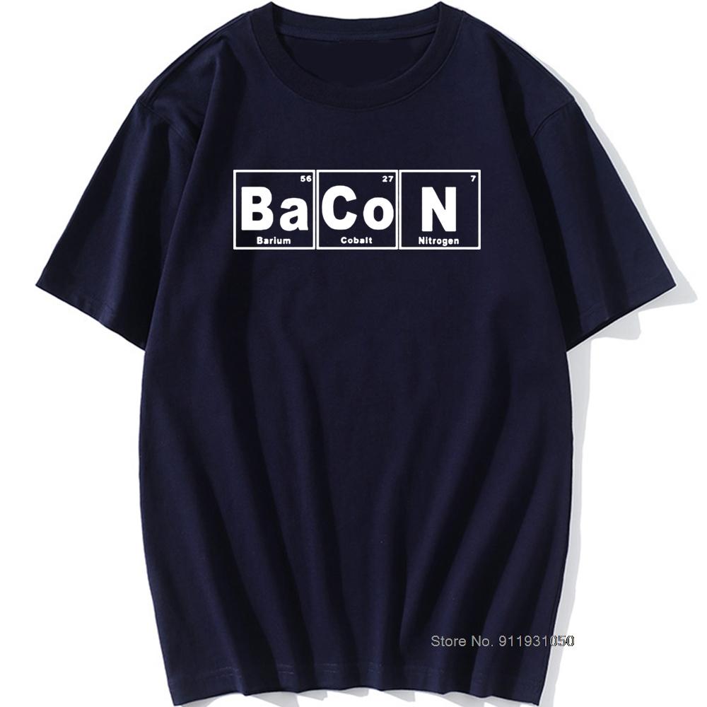 Periodic Table Chemistry Of Bacon T Shirt Design Funny Tshirt Unisexs Tops Tees Short Sleeve Camisetas Tshirt