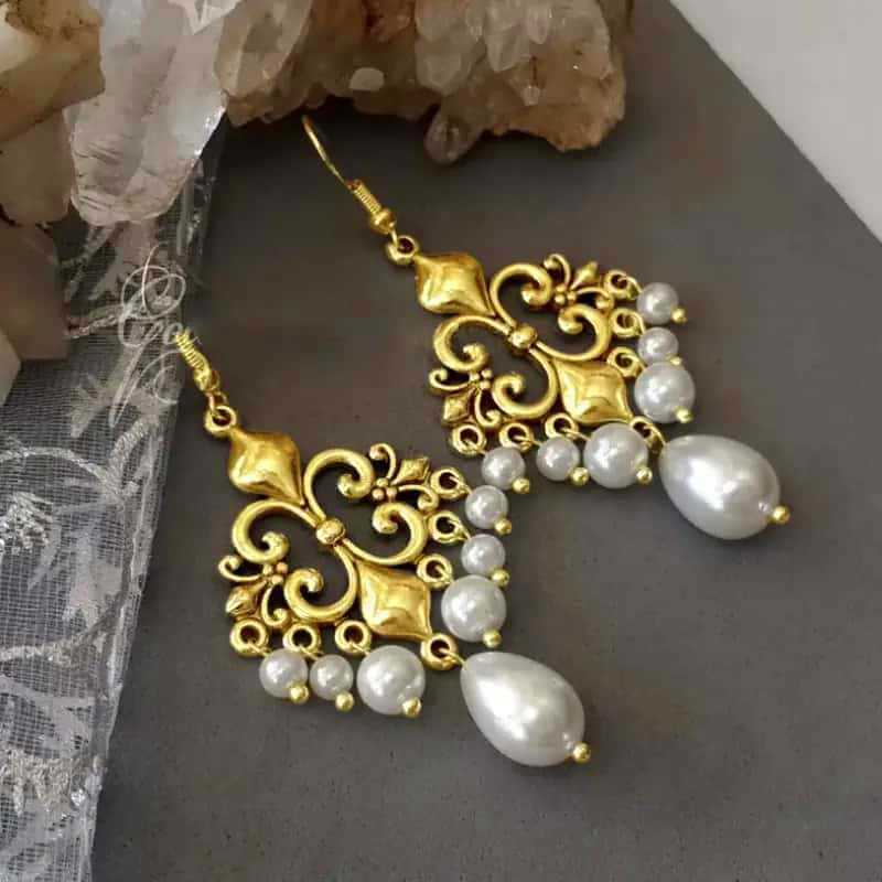 Elegant Ethnic Style Alloy Drop Earrings With Water Flow Design For Women Party Gift
