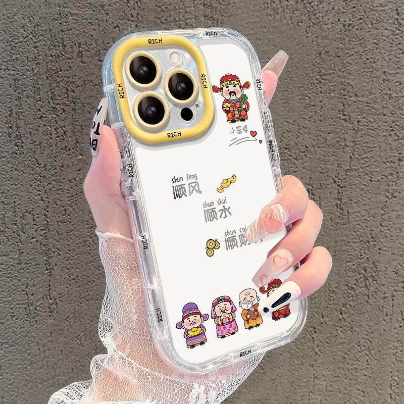 Mirror God of Wealth Is Suitable for IPhone16promax IPhone Case 15 Transparent 14 National Style 13 High-end Sense 12