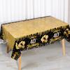 1pc Black and Gold Disposable Plastic Tablecloth for 30th, 40th, 50th, 60th Birthday Party Decorations Family Gathering