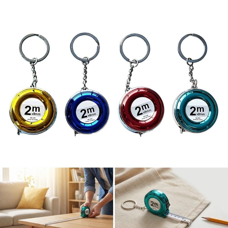 Chaveiro Compacto Conveniente Fita Métrica Retrátil 2M de Comprimento Régua de Aço Carcaça de ABS Para DIY e Viagem Fácil de Transportar