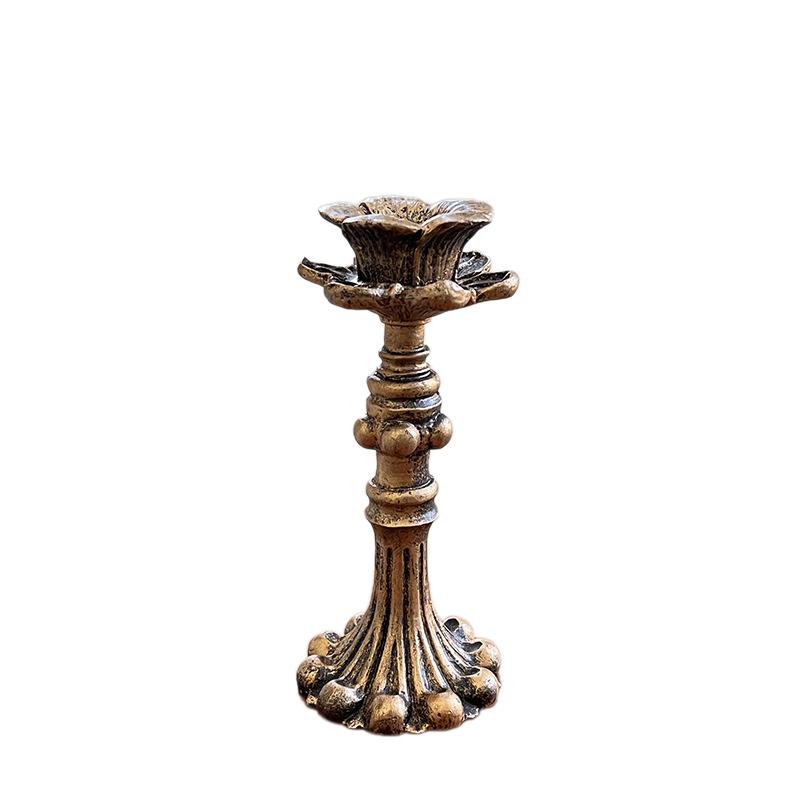 Vintage Candlestick Holders For Taper, Resin Candle Holder Retro Antique Bronze Candle Holder For Wedding Party