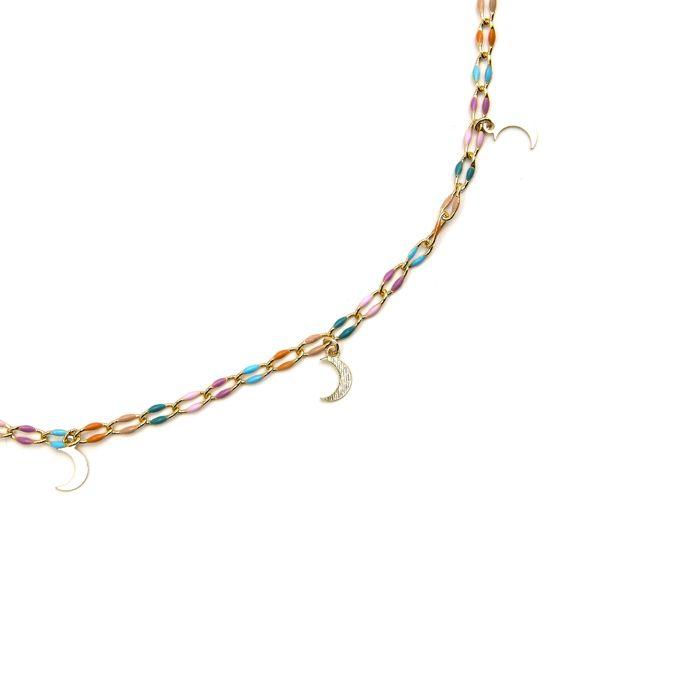 Collier - LUXENTER - Liesi - Argent 925 - Or 18k - Laque Multicolore