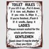 Toilet Rules Retro Metal Plaque - Wall Sign Print Picture for Bathroom Decor