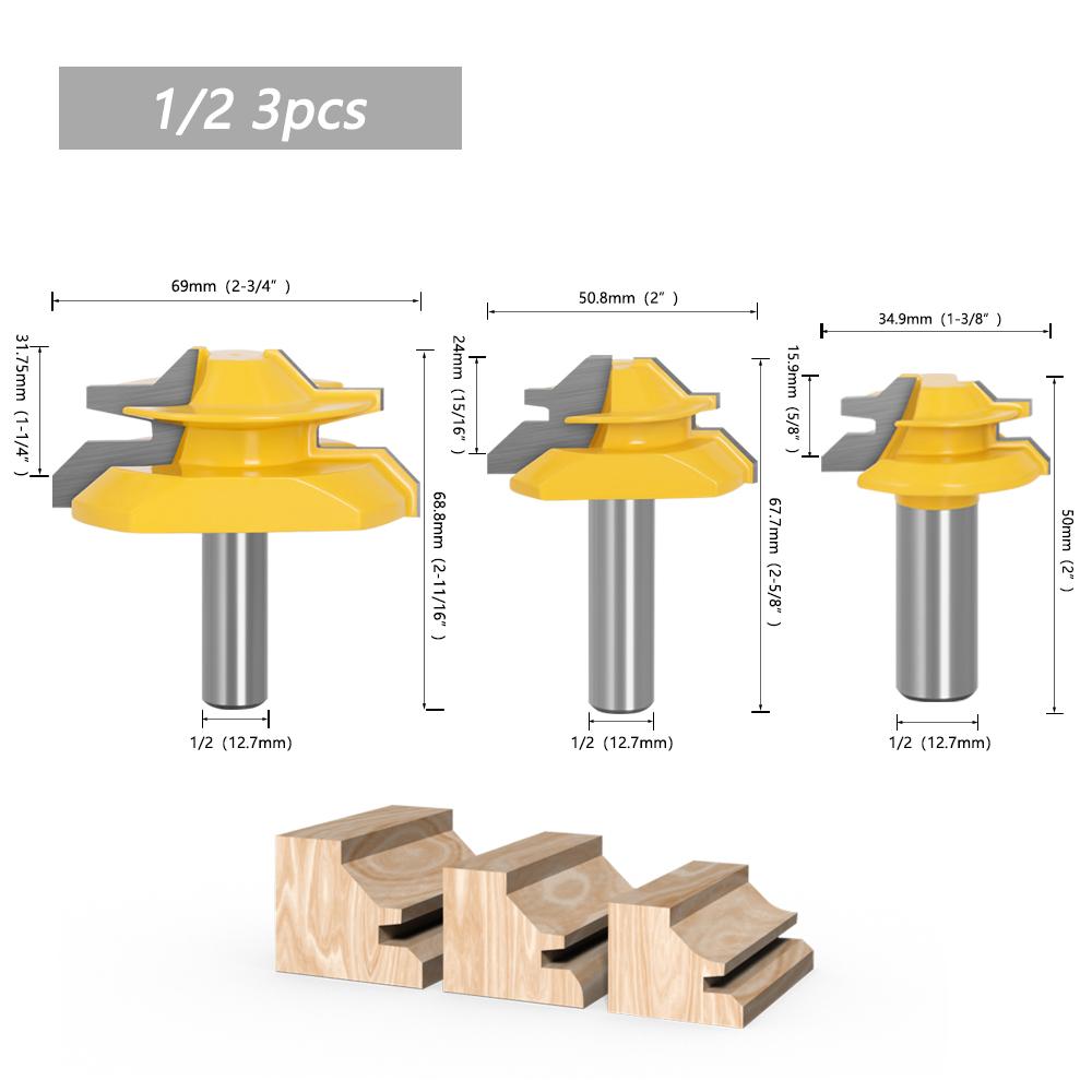 45° Gehrungsfräser Set - 6,35mm Schaft Für Holzverbindungen & CNC