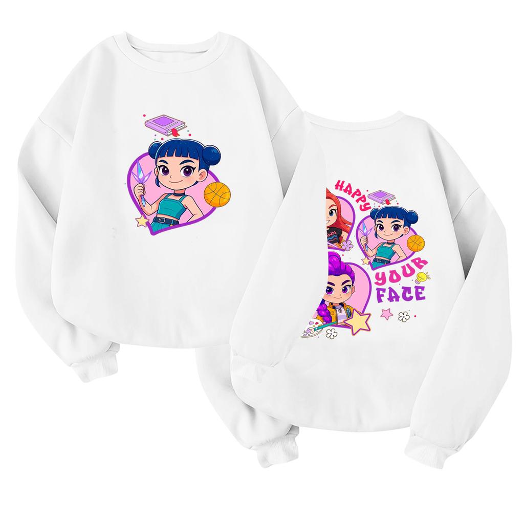 Children's Fashionable Lightweight Long-sleeved Round Neck Pullover With Pockets Printed Pullover