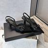 High-heeled Sandals for Women's Summer Belt Buckle Bag Head Pumps Womens New One-word Strap Stiletto Pointed High Heels Women