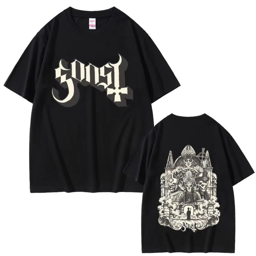 Trička s grafickým potiskem kapely Ghost Pánská Dámská Vintage Gotický Rock Metalová Trička Pánské Ležérní Oversized Tričko Pánské 90s Streetwear