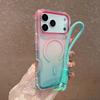 Per Custodia Lanyard Bicolore Gradiente per For Iphone 17 16 1 Pro Max Air 14 Plus 11 12 13 Cinghia da Polso in Acrilico