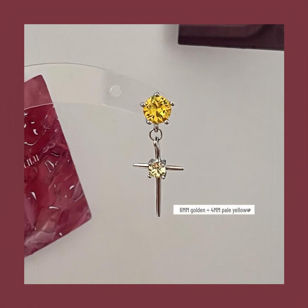 Huazi Diamond Cross Earrings 6+4mm: Versatile Design Jewelry for Women