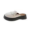 Slippers women's new French bag head in the summer of 2024, wearing thick-soled muffin bottom half-drag round head versatile single shoes women