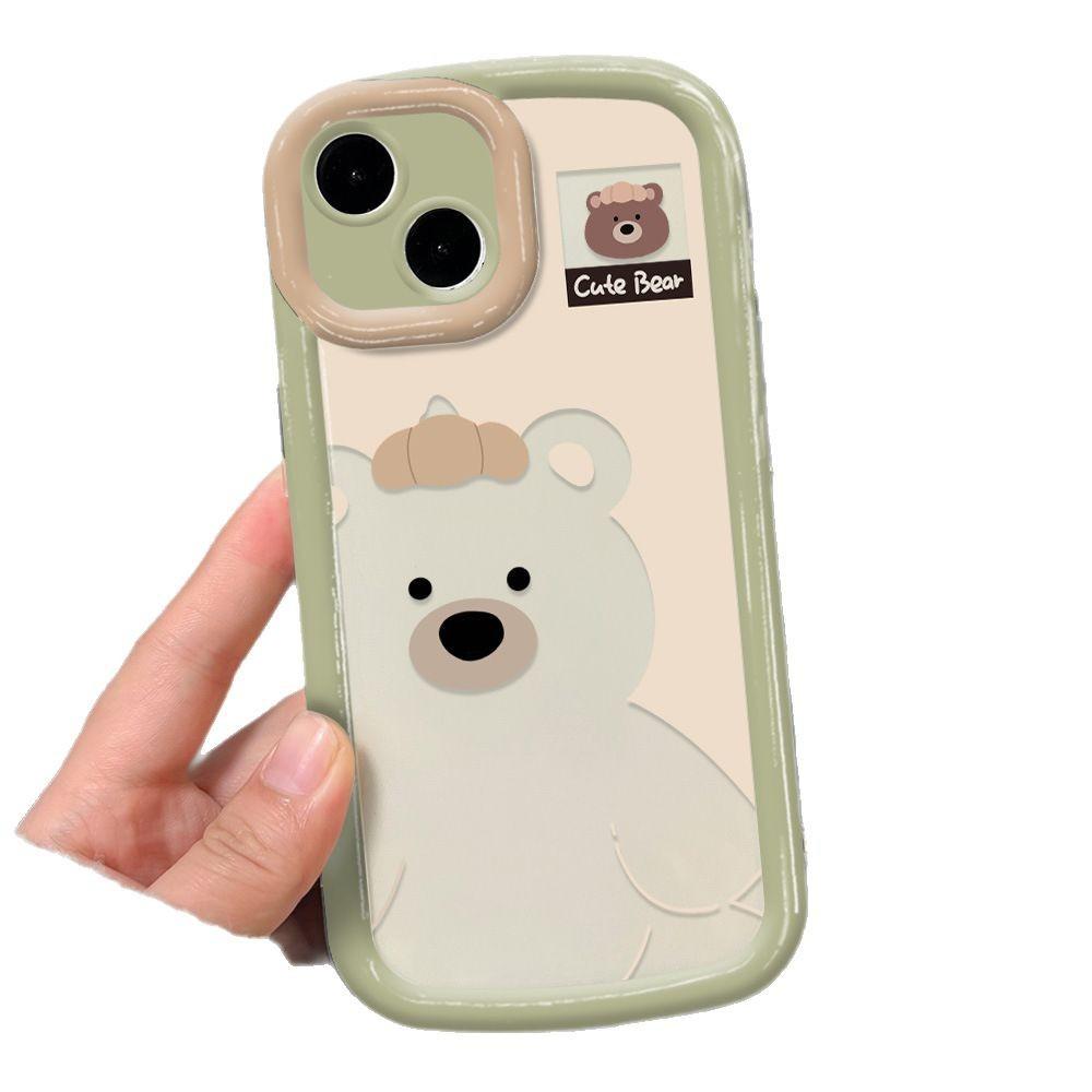 Cartoon Cute Hollow Bear Applies To iPhone17 Mobile Phone Case 16 Apple 13 All-inclusive 12/15 Simple 14 Soft Case X