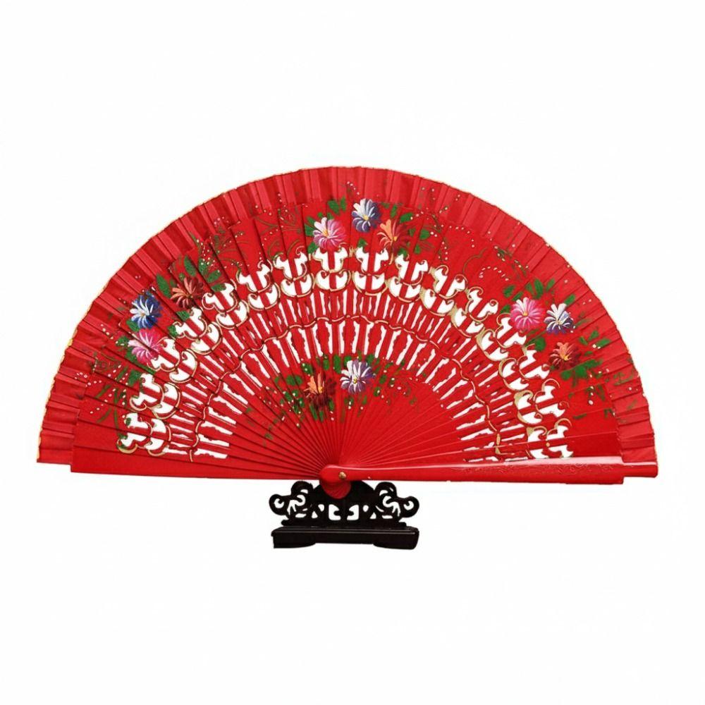 Wooden Classic Folding Fan Antique Spanish Wood Fan Portable Decorative Hand Fan  Gift