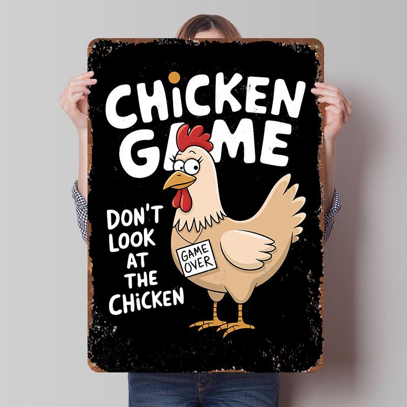Chicken Game Over Poster Customized Wall Art Vintage Metal Signs Retro Tin Plaque for Man Cave Decoration At Home Wand Deko Room
