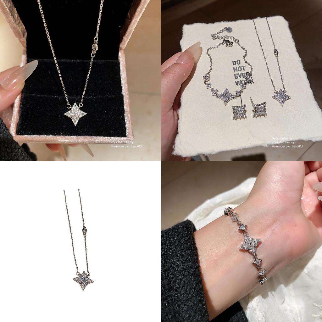Enkelt Stjärn Zirkon Hängsmycke Halsband För Kontorskläder Och Vardagsmode