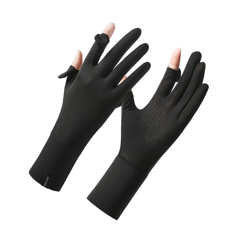 Sunscreen gloves summer women outdoor sunshade driving ice silk driver cycling sports light and thin short ice silk gloves