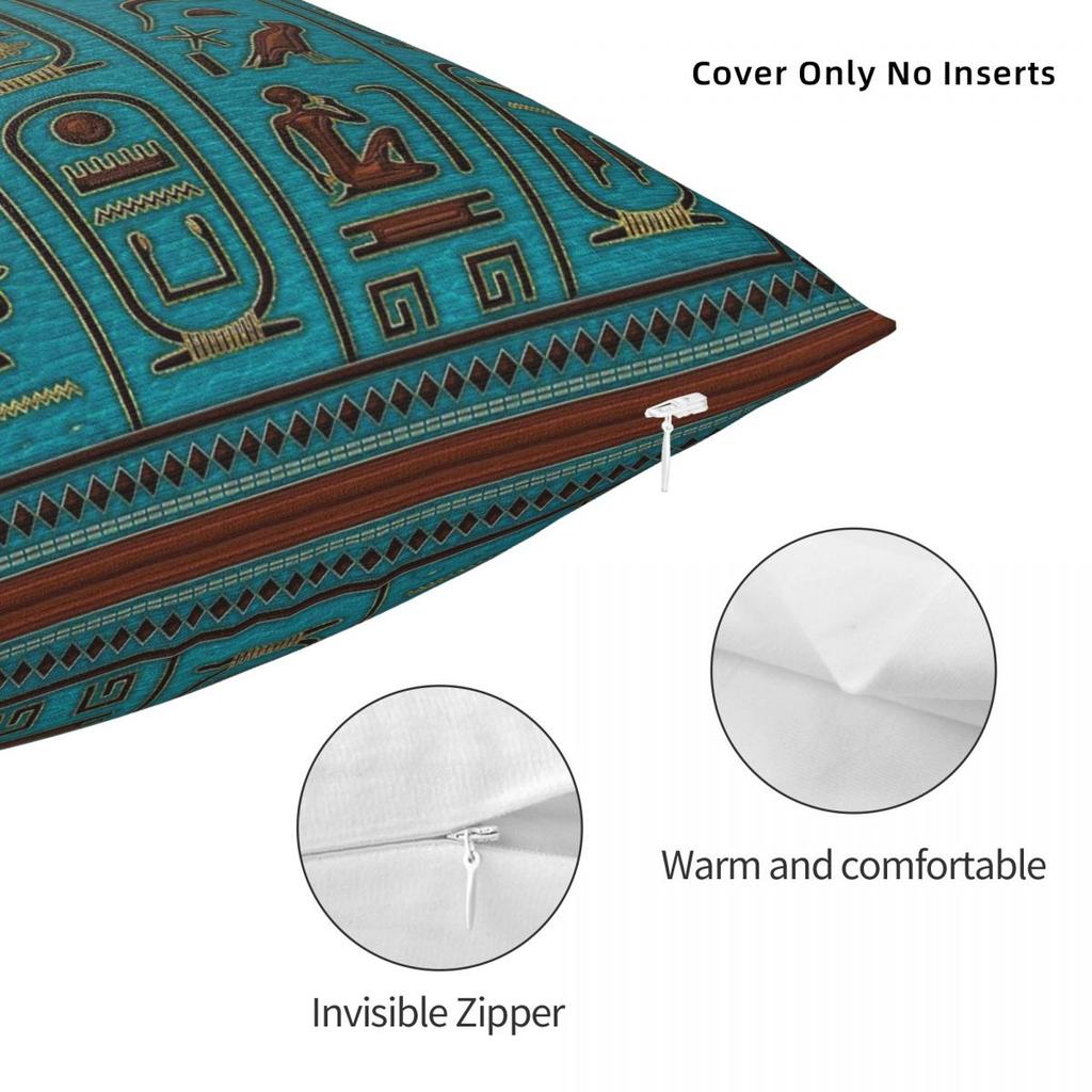 Egyptian Hieroglyphs Embossed Pillowcase Polyester Linen Velvet Printed Zip Decor Throw Pillow Case Home Cushion Case