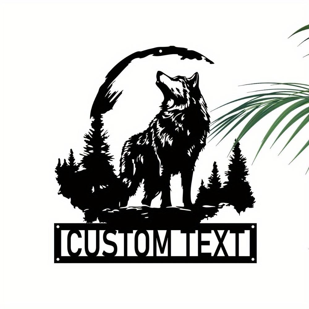 Metal Wolf Wall Art, Personalized Family Name Sign, Indoor Outdoor Metal Decor, Custom Address Plaque, Metal Wall Sculpture